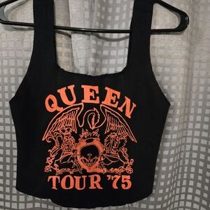 Alice + Olivia Black and Orange Graphic Crop Top